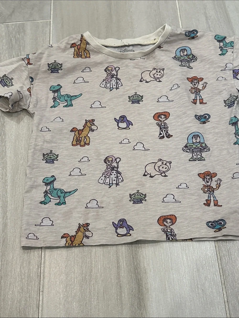 monica + andy 2T Disney Cream Short Sleeve Toy Story Woody Buzz Bullseye Tee